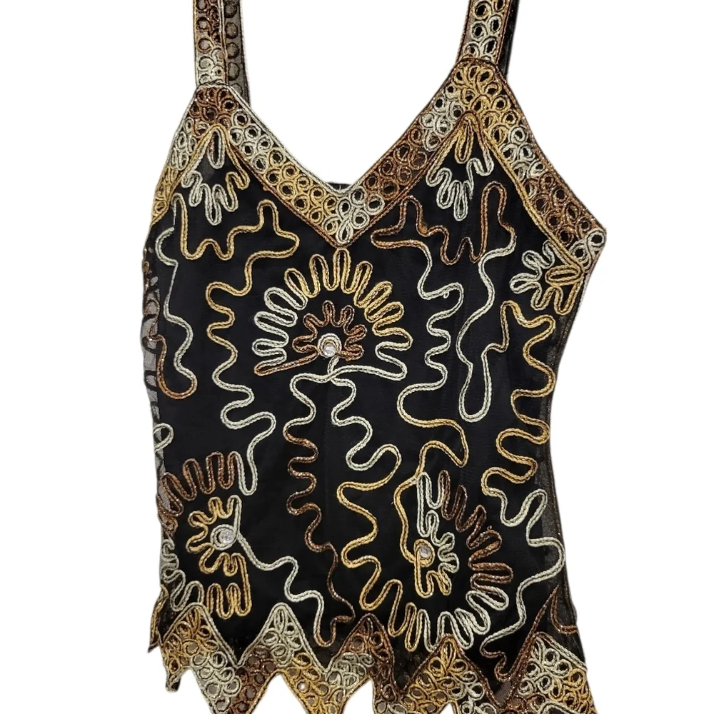 Womans Sparkly Top By Pinkbee Gold Silver And Glittering Gems - Picture 5 of 10